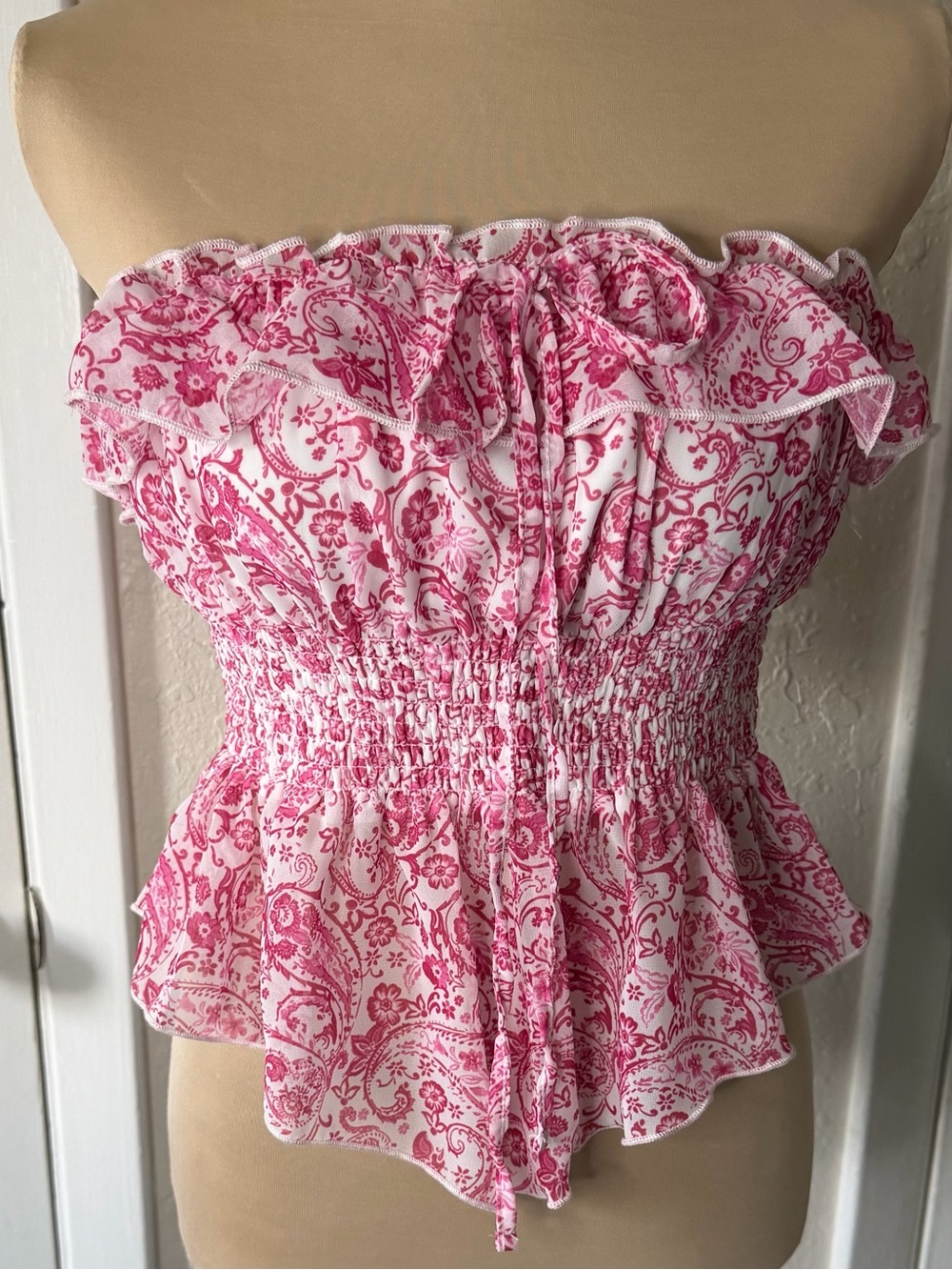 Madden Girl Strapless top Pink White M